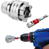 Clé à douille universelle réglable, entraînement 3/8 pouces, adaptateur de perceuse multifonction, convient aux écrous de 10 à 19 mm, outil de réparation automobile