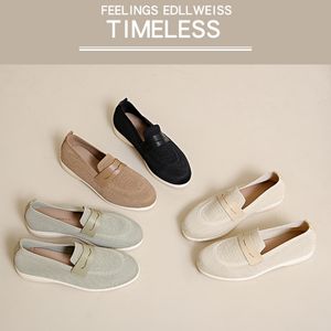 Mocasines ligeros de punto para mujer, zapatos planos con diseño hueco, calzado de señora con punta cuadrada, personalizables con logo. - Product Image 6