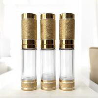 Botella de Lujo con Bomba Airless en Dorado Mate, Envase Cosmético de Plástico Recargable para Suero, Crema Facial, Viajes