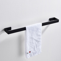 Ensemble de porte-serviettes en acier inoxydable noir mat de luxe, quatre pièces, accessoires de salle de bain modernes à fixation murale pour hôtels