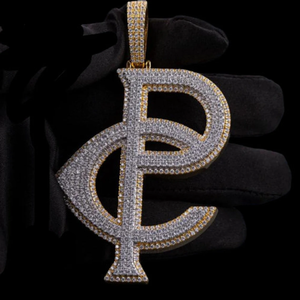 Colgante de alfabeto helado para hombre, colgante de letra personalizada de oro moissanita completa, joyería llamativa de Hip Hop - Product Image 1