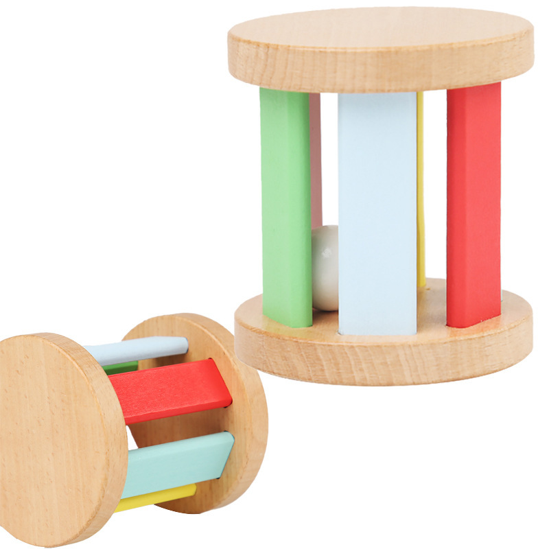 Unisex Wooden Baby Rainbow Cylinder Bell