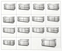 Kulkas Listrik Komersial Bawah Meja Stainless Steel 2 Laci Chef Base Peralatan Dapur Restoran 220v Baru Bebas Es