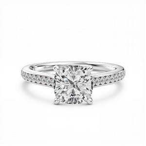 Bague en diamant de laboratoire de qualité supérieure, taille coussin, clarté VVS-VS, couleur EF, en argent sterling 925, or 10KT, 14KT, 18KT, bijoux fins - Product Image 2
