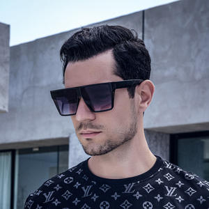 Lunettes de soleil carrées de style européen et américain, unisexe, protection UV400, monture TR90, couleur noire, grande taille, lunettes tendance - Product Image 3