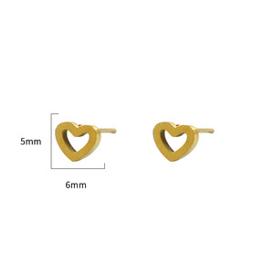 Mini Heart Stud Earrings Stainless Steel Hollow Geometric Fashion Earrings For Women Gift - Product Image 4