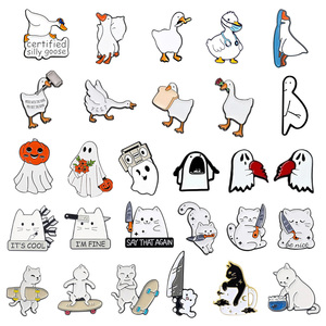 Envío Rápido, Pegatinas Metálicas Divertidas para Teléfono con <span class=keywords><strong>Memes</strong></span>, Pins Esmaltados de Ganso y Gato de Líneas Simples, Amuletos para Teléfono con Humor Discreto para Minimalistas - Product Image 1