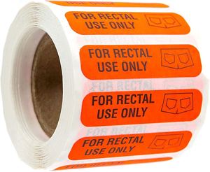 500 Etiquetas Pequeñas Autoadhesivas Impermeables en Rollo Azul y Rojo Mate para Uso Rectal Únicamente - Product Image 4