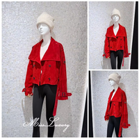 Veste Courte en Daim et Peau de Mouton pour Femme, Col Montant, Double Boutonnage, Manteau Court Automne Hiver, Vêtement d'Extérieur, Vente en Gros OEM