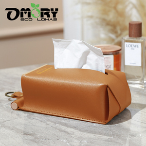 OMORY No-Drill Wall Mount PU Leather Tissue Box waterproof bathroom no-drill wall mounted tissue box - Product Image 4