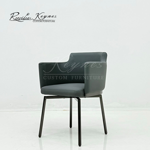 KeynesContemporary Upholstered Dining Armchair Dark Gray Black Metal Legs for Hotel Cafe Commercial Use - Product Image 3