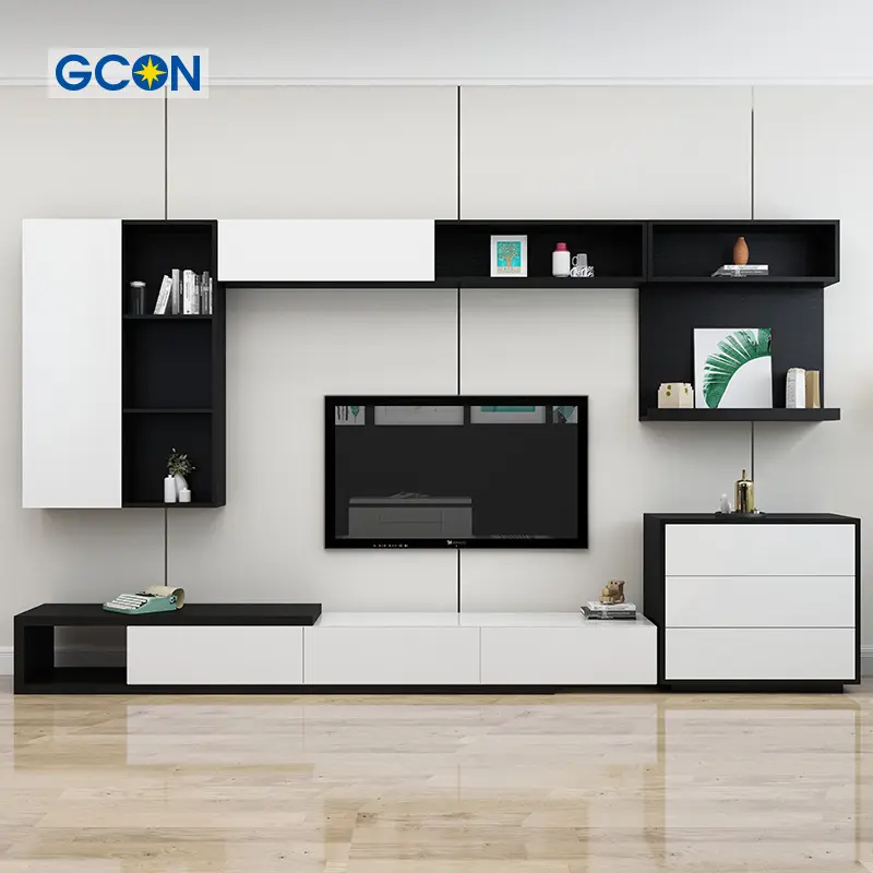 Ev mobilya oturma odası setleri sıcak satış lüks tv ünitesi dolapları modern tv standı