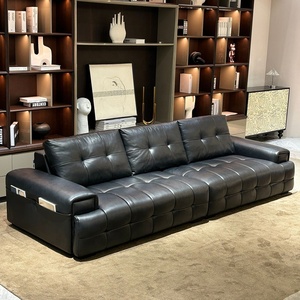 Cherfit cuero genuino sofá cama reclinable de tres plazas espuma extensible madera de roble Villa Hall apartamento muebles de sala de estar conjunto - Product Image 6