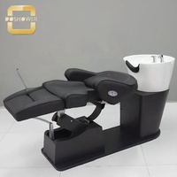 Estación de Lavado de Cabello Reclinable con Marco de Aleación y Lavabo de Cerámica Resistente a las Manchas para Salón de Belleza, Barbería, Peluquería