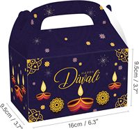 12 boîtes à friandises Diwali, boîtes cadeaux en papier avec poignée, motifs de lumières du festival indien, pour bonbons, biscuits et friandises, avec impression de lanterne Diya