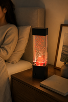 Mini lampe de table décorative carrée noire à LED en ABS, taille moyenne, blanc chaud, pour la décoration de la maison, de la chambre à coucher, cadeau