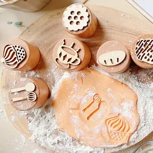 Custom Wooden Products Any Pattern Set of Wooden Stamp dinosaur Animals Play dough Stamps Wooden Clay Stamp Set For Kid Montesso