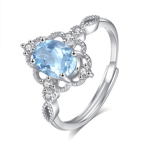 9 Vintage 6*8mm Oval cut Natural Stone Flower <b>Adjustable</b> <b>Rings</b> <b>Adjustable</b> 925 Silver Colorful Gemstone Fine Jewelry for Women - Product Image 1