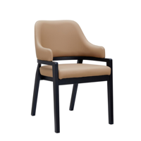 Chaise de salle à manger moderne de luxe avec accoudoirs, siège et dossier en cuir PU souple, structure en bois noir, chaise d'appoint pour la décoration de la maison