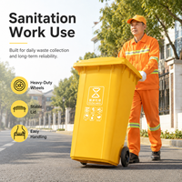 Poubelle à roulettes durable de 240 L, bac à déchets en plastique pour travaux d'assainissement, nettoyage des rues, utilisation en extérieur