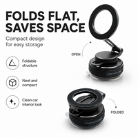 Support magnétique antichoc pour téléphone de voiture avec bras métallique et ventouse, conforme RoHS REACH, pour utilisation sur routes accidentées