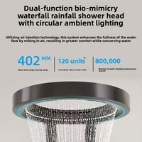 Système de douche mural haut de gamme avec jets dorsaux et massage, affichage LED gris, mitigeur intelligent, panneau de douche cascade et pluie pour salle de bain