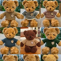 Boneka Beruang Teddy Sweater, Boneka Beruang Kecil, Boneka Kain, Poliester, Kapas PP, Mainan Plush Unisex 14 Tahun ke Atas, Grosir, Hadiah Ulang Tahun