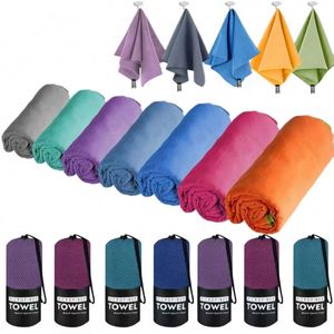 Serviette en microfibre tissée à séchage rapide, imprimée sur mesure, plusieurs tailles, sac en filet cylindrique coloré, sport, voyage, vente en gros - Product Image 1