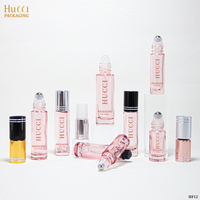 Flacon de parfum en verre rose personnalisé de 5 ml, 10 ml, 15 ml, emballage de flacon de parfum de voyage, flacon d'huile de parfum à bille avec bille roulante