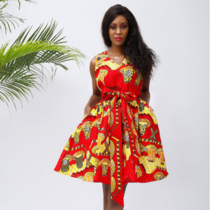 <span class=keywords><strong>Robe</strong></span> sans manches longueur genou en tissu de coton ciré de haute qualité pour femmes - Product Image 3