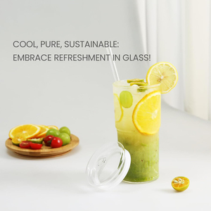 Online Best Seller 12oz 16oz Beer Stein Shaped Borosilicate Glass Cup with Lid and Glass Straw Sustainable - Product Image 5