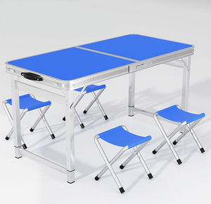 Tavolo da Campeggio Pieghevole Leggero e Moderno, Piccolo Arredo da Esterno per Pranzo e Lavoro, Design Pieghevole in Metallo con Vano Portaoggetti - Product Image 3
