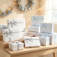 Caja Rectangular de Lujo, Papel Artístico con Patrón en Relieve y Bronceado, Caja Premium de 3 Piezas para Regalo Cosmético con Lazo de Cinta, Caja de Embalaje para Regalo
