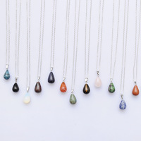 Pierre naturelle cristal Agate Jade goutte d'eau pendentif collier bricolage pierres précieuses bijoux pendentif bijoux 13*21mm
