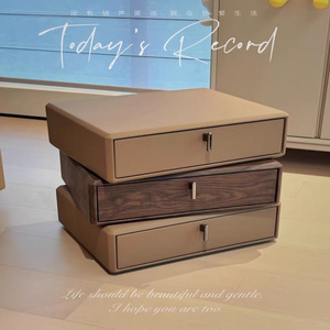 Leather Three Tier <b>Console</b> <b>Table</b> With <b>Storage</b> For Bedroom Modern Design - Product Image 4