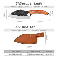 Couteau de cuisine en acier inoxydable forgé de 5,5 pouces, style serbe, pour désosser, viande, os, poisson, fruits, légumes, couteau de chef