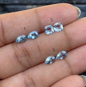 โอเอ็ม เจ็มส์ อะความารีนธรรมชาติคู่หนึ่ง |   ต่างหูรูปทรงผสมสีฟ้าทะเลและชุดแหวนแต่งงาน |   ต้นกำเนิดจากอินเดีย - Product Image 5