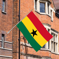 Drapeau du Ghana en gros, drapeau national personnalisé de tous les pays, 3x5 pieds, en fibre de polyester pour extérieur, livraison rapide, personnalisable