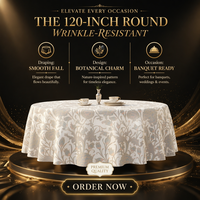 Nappe ronde de 120 pouces pour l'automne, résistante aux plis, en jacquard floral, en polyester, pour la table à manger, pour mariage, fête, maison