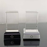 Bloques de Cristal K9 Transparentes de 50x50x80mm al por Mayor, Base LED para Grabado Láser, Cubo 3D para Máquinas XTool UV