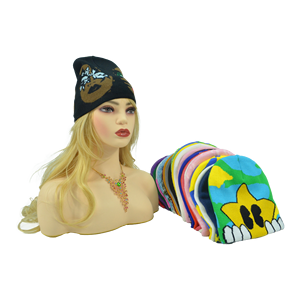 Ventes en gros de bonnets d'hiver en tricot acrylique unisexe avec logo personnalisé, jacquard, broderie 3D, style Y2K - Product Image 4