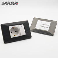Interruptores de Luz de Pared de Lujo SANSHE CE Tipo 118 y Tomas de Corriente Universales Alemanas Schuko con Salidas de Datos RJ11 RJ45 para Decoración del Hogar