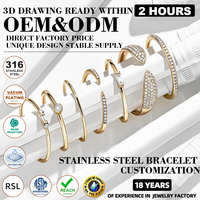 Bracelets tendance en acier inoxydable 316L personnalisables, plaqués or 18K PVD, durables, hypoallergéniques, avec zircone cubique 5A, anti-ternissement