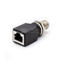 Adaptor M12 X-Coded 8 Pin ke RJ45 Konektor Ethernet Industri Cat6 Terlindung untuk Otomasi