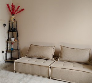 Square <strong>Floor</strong> Cushion Sofa <strong>Seat</strong> with Backrest Light Grey Armless Modular Single to Go Sofa Vacuum Package for Living Room - Product Image 6