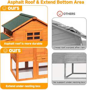กรงไก่ขนาดใหญ่กลางแจ้ง ทนทาน บ้านเป็ด บ้านสัตว์ปีก บ้านสัตว์เลี้ยง 2 ห้อง พร้อมกรงเลี้ยง<span class=keywords><strong>ไข่</strong></span> กล่องทำรัง ทำจากไม้เฟอร์ - Product Image 5