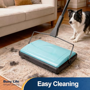 Manual Push Carpet Sweeper with <b>Extendable</b> Long Handle Mulit-functional Carpet Floor Sweeper with Roller <b>Brush</b> - Product Image 5