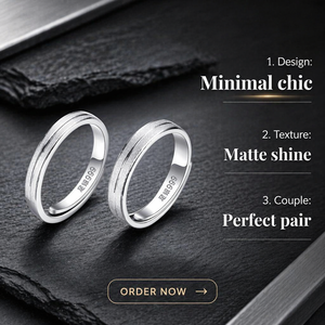 Bague de <span class=keywords><strong>couple</strong></span> ALICE en <span class=keywords><strong>argent</strong></span> sterling plaqué or massif, simple et élégante, avec finition satinée, bijoux de luxe pour homme - Product Image 1
