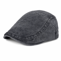 Casquette plate en sergé de coton lavé personnalisée, style vintage Ivy Newsboy, rétro, casquette de chauffeur bec de canard, unisexe, avec sangles latérales ajustables