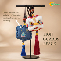 Kit de broderie DIY Danse du Lion Chinois Traditionnel, Sachet porte-clés multicolore en coton/polyester fait main, Art Thérapeutique pour Adultes
